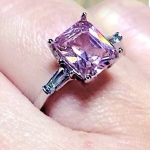 NEW Pink Rectangle Dinner Ring gemstone style ring luxury styling cocktail ring